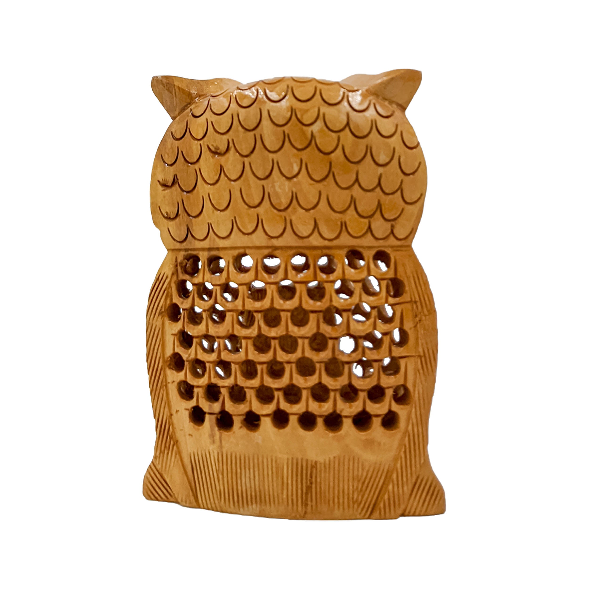 Handcrafted Wooden Owl Sitting Showpiece