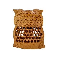 Add a Touch of Mystique to Your Décor with Handcrafted Wooden Jaali Owl Sitting  (Set of 5)