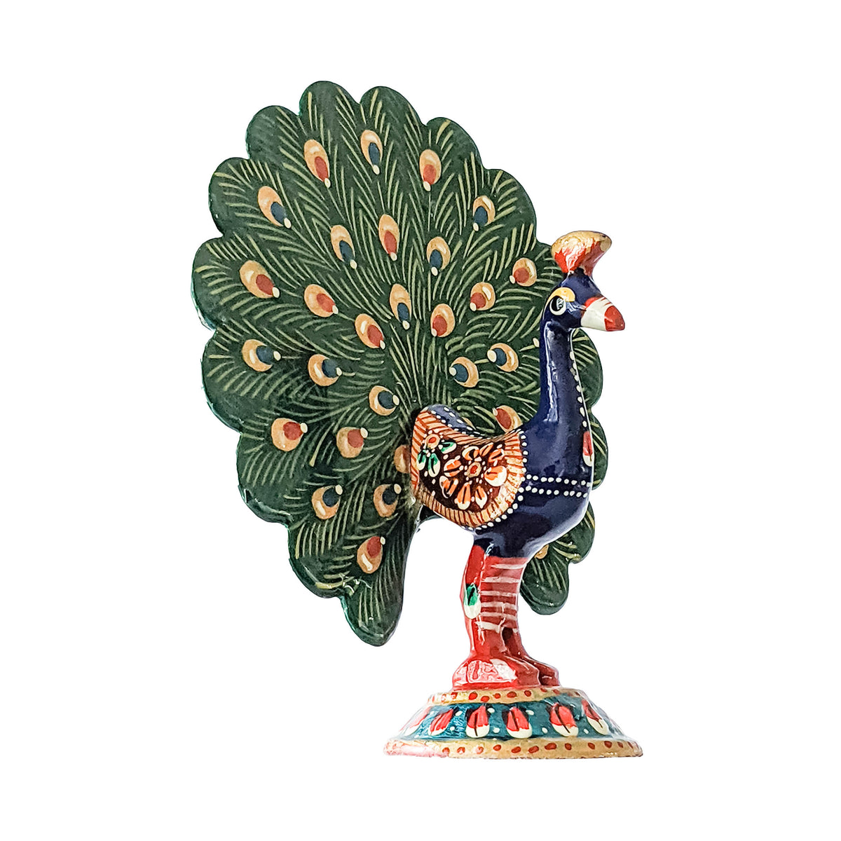 Handcrafted Wooden Peacock Statue