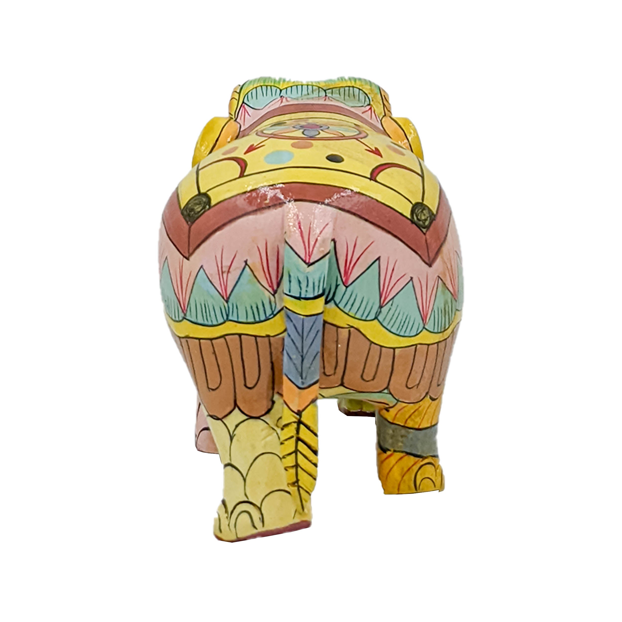 Wooden Handicraft Painted Carved Elephant 3-Inch