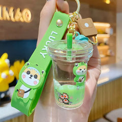 Cup Shaped Liquid Filled Acrylic Keychains