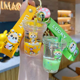 Cup Shaped Liquid Filled Acrylic Keychains