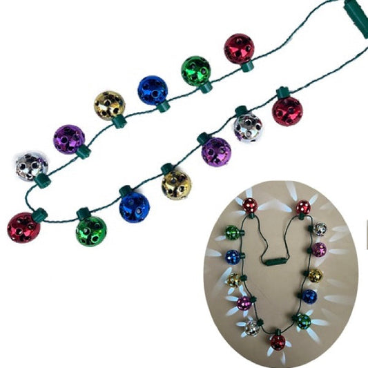 Buy Large Metallic Jingle Bell Christmas Holiday LED Light Bulb Flashing 25" Necklace (sold by piece or dozen)Bulk Price