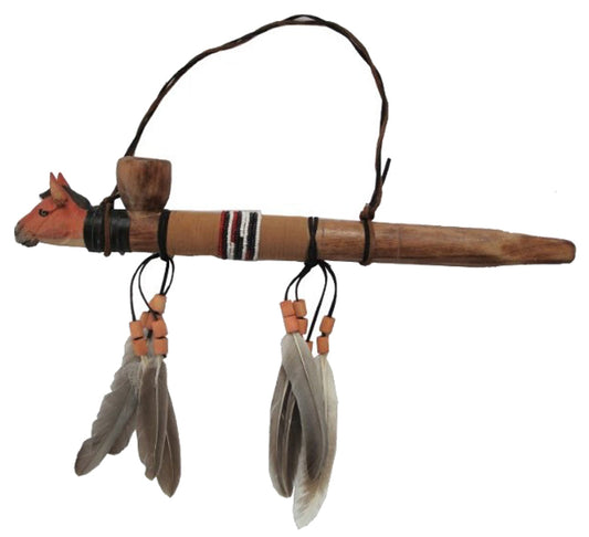 Wholesale WILD HORSE HEAD WOODEN PEACE PIPE (Sold by the piece)