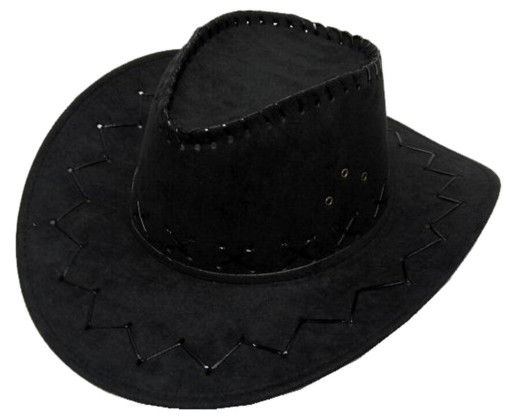 Wholesale BLACK HEAVY LEATHER STYLE WESTERN COWBOY HAT (Sold by the piece or dozen)