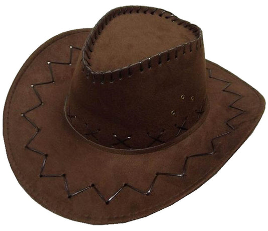 Wholesale DARK BROWN HEAVY LEATHER STYLE COWBOY HAT  (Sold by the piece or dozen)