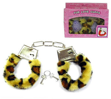 Wholesale LEOPARD FUR LINED HANDCUFFS (Sold by the piece OR dozen ) -* CLOSEOUT $ 2 EA