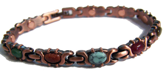 Buy COPPER MAGNETIC OVAL SHAPED MIXED STONES LINK BRACELETBulk Price