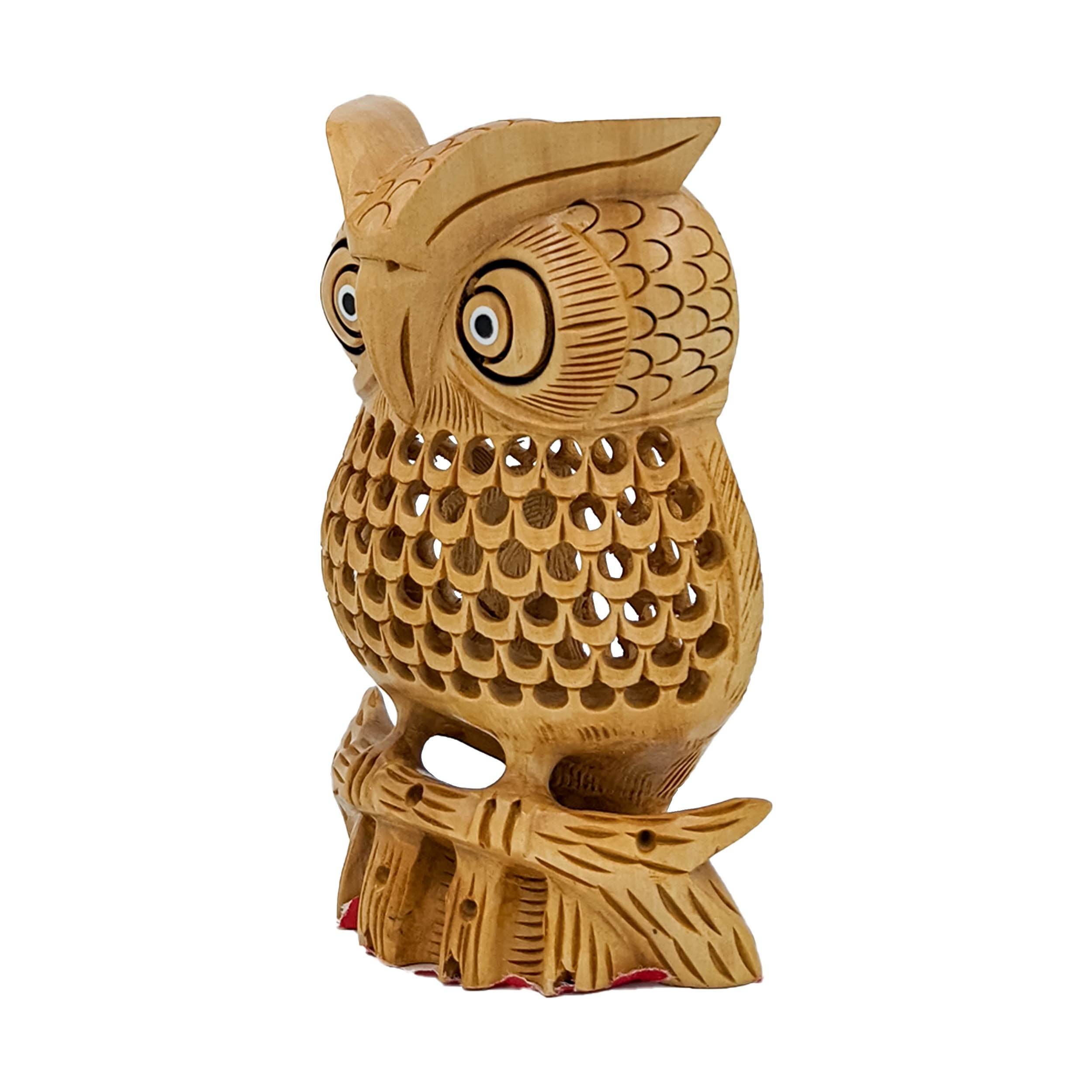 Handmade Wooden Carved Owl Statue