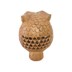 Handcrafted Wooden Owl Statue