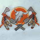Wholesale INDIAN COW SKULL 4 INCH PATCH (Sold by the piece or dozen ) -* CLOSEOUT AS LOW AS .75 CENTS EA
