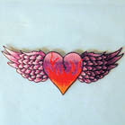 Wholesale HEART WITH WINGS 4 inch  PATCH (Sold by the piece or dozen ) -* CLOSEOUT AS LOW AS .75 CENTS EA