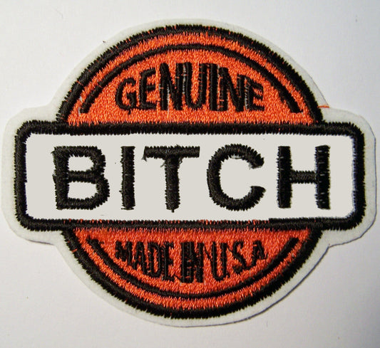Wholesale GENUINE BITCH 3 1/2 INCH EMBROIDERED PATCH (Sold by the piece)