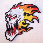 Wholesale SCARY SKULL FLAMES PATCH (Sold by the piece or dozen )  *-CLOSEOUT AS LOW AS 75 CENTS EA