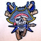 Wholesale PIRATE BLUE 4 INCH PATCH (Sold by the piece or dozen ) CLOSEOUT AS LOW AS 75 CENTS EA