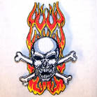 Buy SKULL X BONE FLAMES 4 INCH PATCH (Sold by the pieceOR dozen CLOSEOUT AS LOW AS 75 CENTS EABulk Price