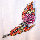 Wholesale FLAMING ROSE 4 inch PATCH (Sold by the piece or dozen ) -* CLOSEOUT AS LOW AS 50 CENTS EA