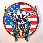 Wholesale AMERICAN COW SKULL 3 INCH PATCH (Sold by the piece OR dozen ) CLOSEOUT AS LOW AS 75 CENTS EA