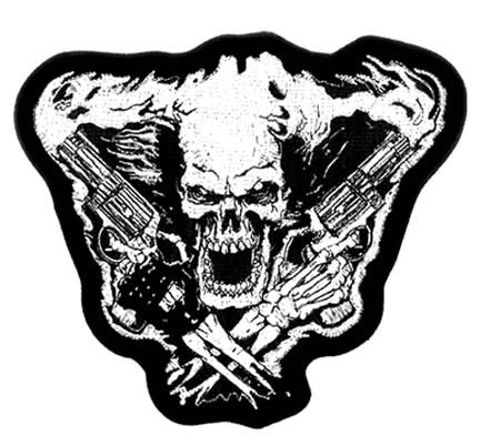 Wholesale SMOKING PISTOL SKULL PATCH (Sold by the piece)