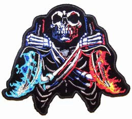 Wholesale SKULL FLAME DAGGERS PATCH (Sold by the piece)
