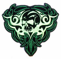 Wholesale GREEN TRIBAL SKULL PATCH (Sold by the piece)