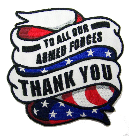 Buy TO ALL OF OUR ARMED FORCES THANK YOU EMBROIDERED PATCH 4 INCHBulk Price