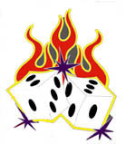 Wholesale SPARKLING FLAME DICE HAT / JACKET PIN (Sold by the dozen) *- CLOSEOUT NOW 50 CENTS EA