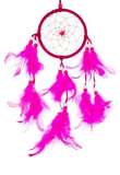 Wholesale Pink Natural Feathers Dream Catcher Wall Hanging | Vastu Art for Home/Office/Car/Shop 3.5" X 10"