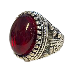 Wholesale Ruby red stone engraved  metal biker ring (sold by the piece)