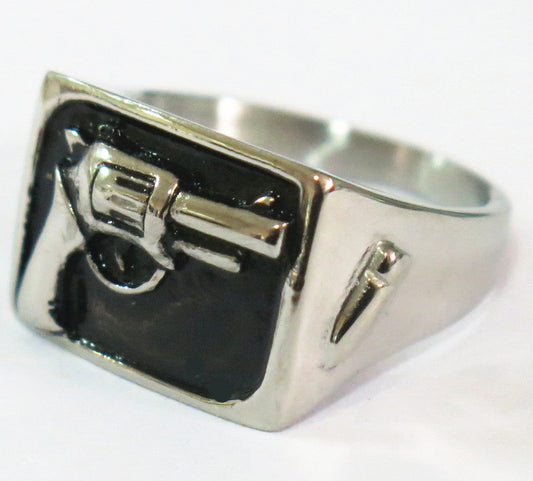Wholesale HAND PISTOL GUN STAINLESS STEEL BIKER RING ( sold by the piece )