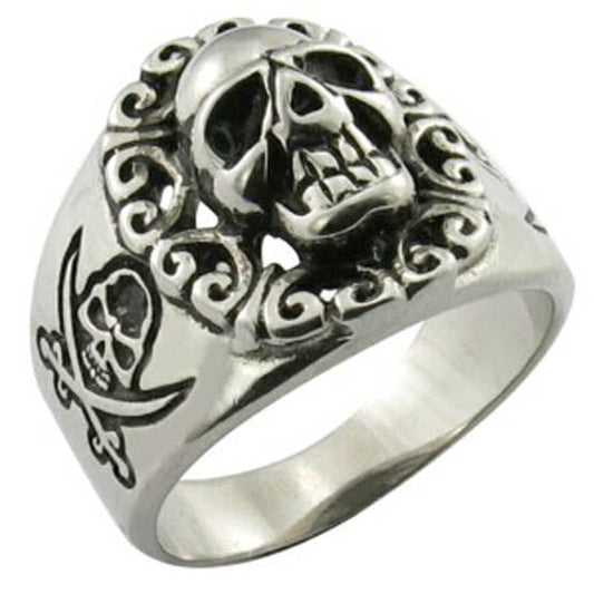 Wholesale SKULL PIRATE STAINLESS STEEL BIKER RING ( sold by the piece )