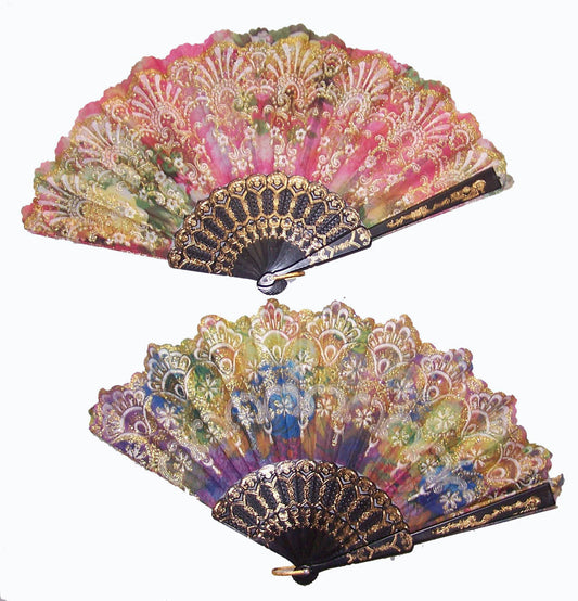 Buy LACE CLOTH RAINBOW GLITTER HAND FANS ( sold by the piece or dozenBulk Price
