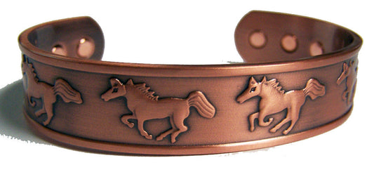 Wholesale RUNNING HORSES  PURE COPPER SIX MAGNET CUFF BRACELET ( sold by the piece )