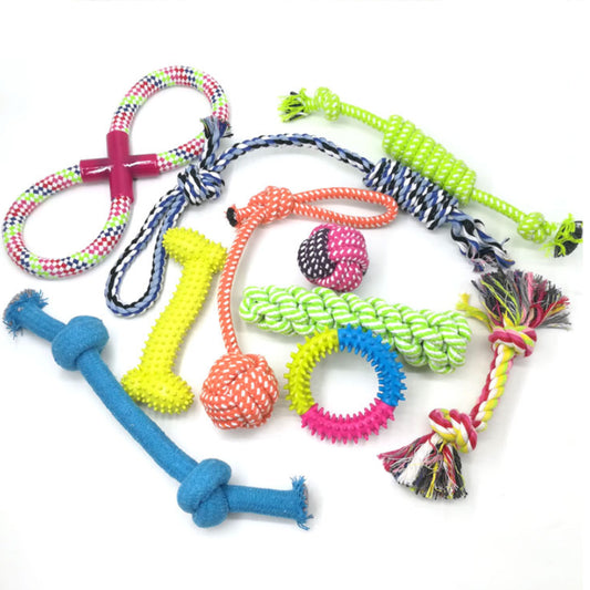 Keep Your Furry Friend Entertained with Set of 10 Dog & Pet Chew Rope Toys- Assorted