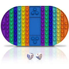 Rainbow Chess board with round edge and 2 dices on front pop it  fidget toys