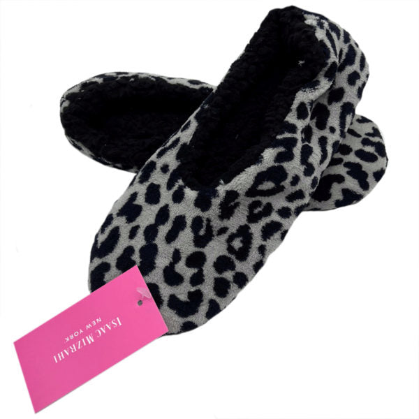 Isaac Mizrahi Leopard Sherpa Lined Slippers Size Large