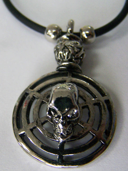 Wholesale SKULL HEAD ON ROUND SHIELD 18 INCH ROPE NECKLACE ( sold by the piece or dozen )