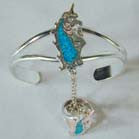 Wholesale FANCY UNICORN CUFF BRACELET W RING ON CHAIN (Sold by the piece)