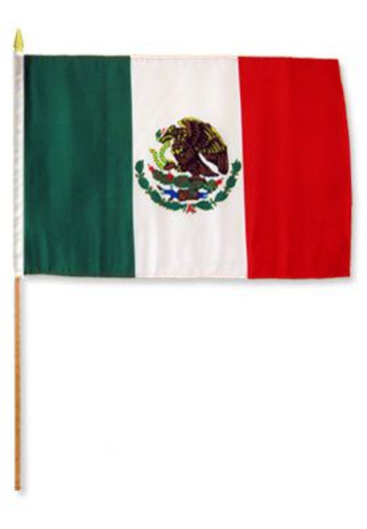 Mexico 12x18"inch Flag on a Stick (Sold by the Piece or dozen)