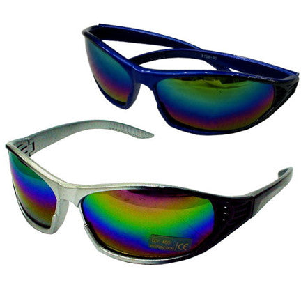 Wholesale  Men's Wrap Around Rainbow Lens Sunglasses  (Sold By Dozen)