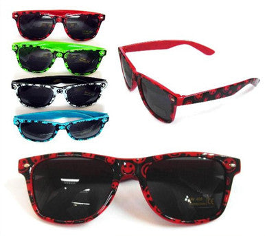 Wholesale SMILE FACE PRINT FRAME SUNGLASSES (Sold by the dozen)