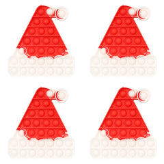 four red pop it fidget toys santa hat