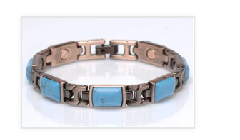 Wholesale SOLID COPPER MAGNETIC TURQUOISE LINK BRACELET style #TQ-SQ (sold by the piece )