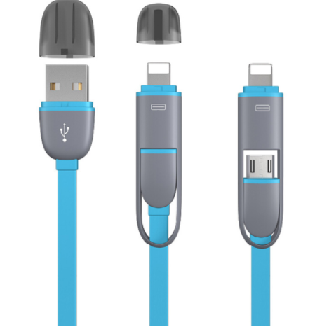 Wholesale 3ft 2-in-1 Exchangeable Head Multi Cable for Phone & Android/Micro USB - 5 Colors Available (sold by the piece or dozen)