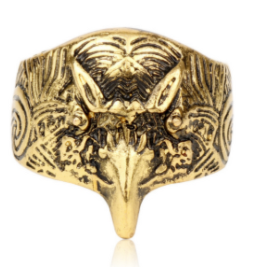 Wholesale Antique Gold Tribal Eagle Head Adjustable Metal Ring(sold by the piece)