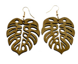 Buy WOODEN MONSTERA EARRINGS 2.5 INCH (sold by the pair)Bulk Price