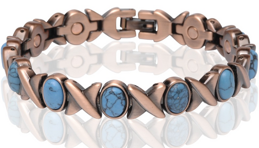Buy COPPER MAGNETIC TURQUOISE LINK BRACELET style #TQ/XOBulk Price