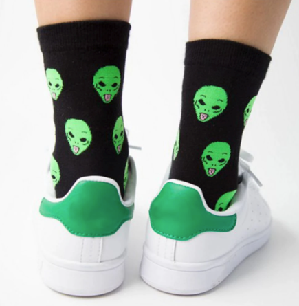 Wholesale TONGUE OUT  ALIEN HEAD  Unisex Crew Socks  (sold by the pair)