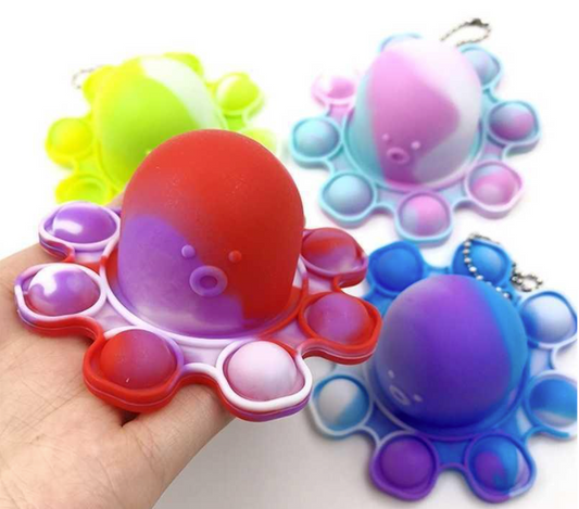 Buy 4" OCTOPUS KEYCHAIN REVERSIBLE BUBBLE POP IT SILICONE STRESS RELIEVER TOY) Bulk Price