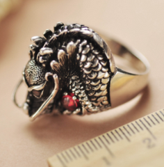 Wholesale RED EYE DRAGON METAL BIKER RING (SOLD BY THE PIECE)